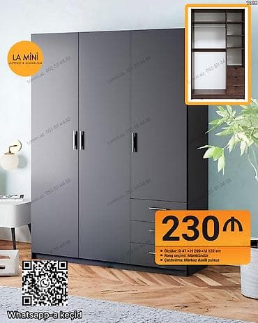 3 qapılı, Siyirməli, Boz, Açılan, Düz dolab lalafo.az -da 3 qapılı, Siyirməli, Boz, Açılan, Düz dolab