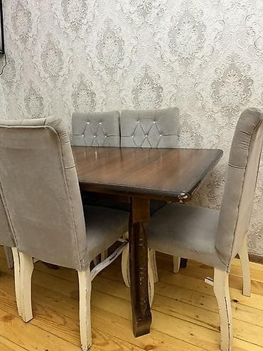 Yemək otağı dəsti – masa və 6 ədəd stul - Masa: düzbucaqlı, tünd at lalafo.az Yemək otağı dəsti – masa və 6 ədəd stul - Masa: düzbucaqlı, tünd