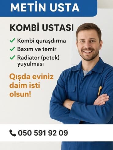Kombi ustası xidməti Təklif olunan işlər: - Kombilərin yuyulması - lalafo.az -da — 2 Kombi ustası xidməti Təklif olunan işlər: - Kombilərin yuyulması - — 2
