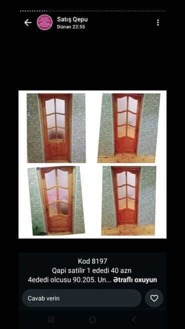 Məhsul: Taxta iç qapılar – dördlü dəst - Kod: 8197 - Say: 4 ədəd - lalafo.az -da Məhsul: Taxta iç qapılar – dördlü dəst - Kod: 8197 - Say: 4 ədəd -