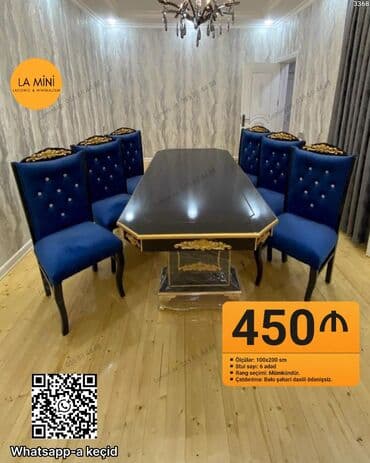 Qonaq otağı üçün, Açılmayan, Dördbucaq masa, 6 stul lalafo.az -da Qonaq otağı üçün, Açılmayan, Dördbucaq masa, 6 stul