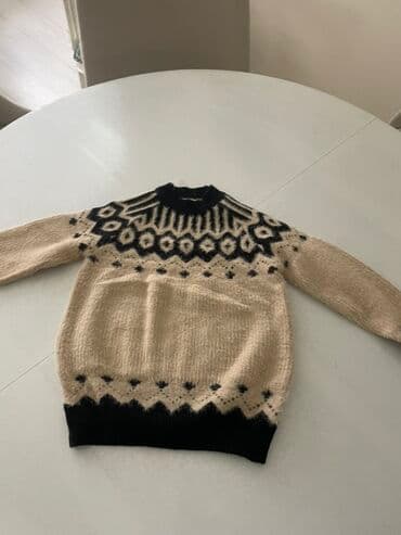 Uşaq üçün trikotaj sviter - Rənglər: bej və qara - Naxış lalafo.az -da Uşaq üçün trikotaj sviter - Rənglər: bej və qara - Naxış