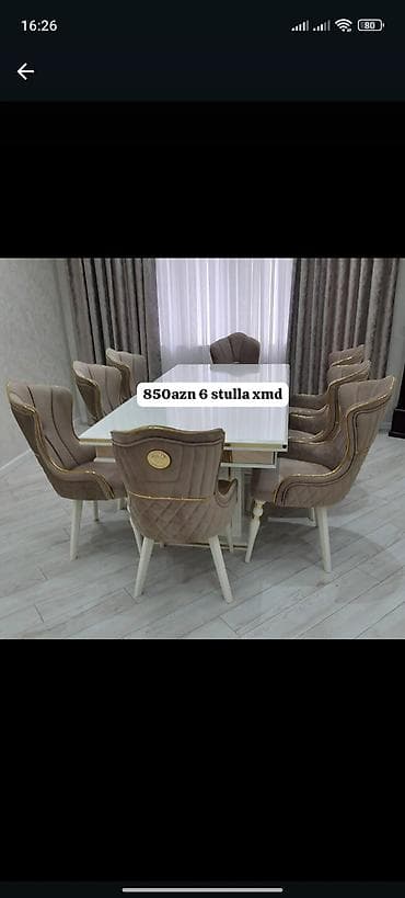 Qonaq otağı üçün, Yeni, Dördbucaq masa, 6 stul lalafo.az -da Qonaq otağı üçün, Yeni, Dördbucaq masa, 6 stul