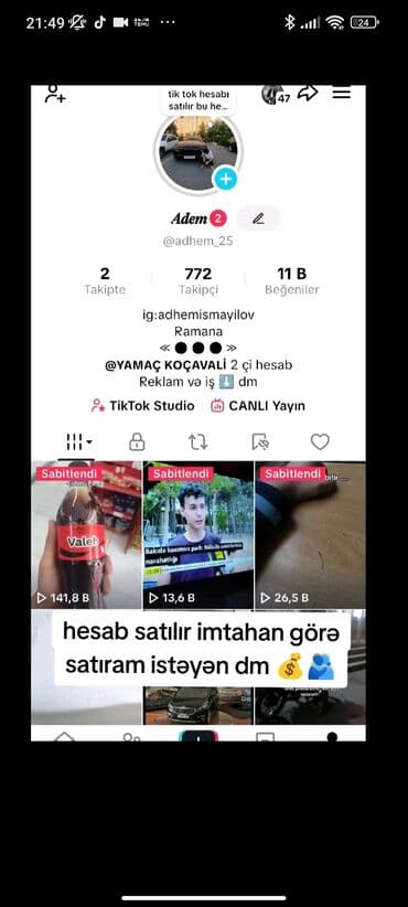 Səhifə satılır adı adhem_25 yeni səhifədi imtahana görə satıram tecılı lalafo.az -da Səhifə satılır adı adhem_25 yeni səhifədi imtahana görə satıram tecılı