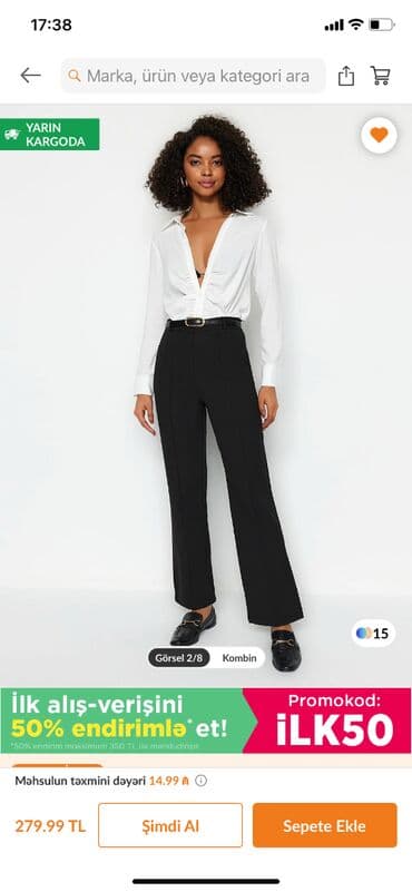 Trendyolmilladan en sevilen shalvar 38 olcu m razmerdir. Beli eynime lalafo.az -da Trendyolmilladan en sevilen shalvar 38 olcu m razmerdir. Beli eynime