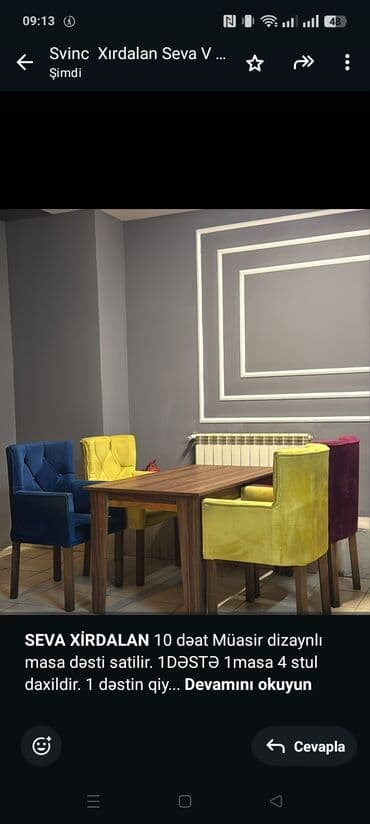 *SEVA XİRDALAN* 10 dəat Müasir dizaynlı masa dəsti satilir. 1DƏSTƏ lalafo.az -da *SEVA XİRDALAN* 10 dəat Müasir dizaynlı masa dəsti satilir. 1DƏSTƏ