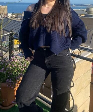 Qadınlar üçün qara denim şalvar - Rəng: qara (yüngül solğun vintage lalafo.az -da Qadınlar üçün qara denim şalvar - Rəng: qara (yüngül solğun vintage