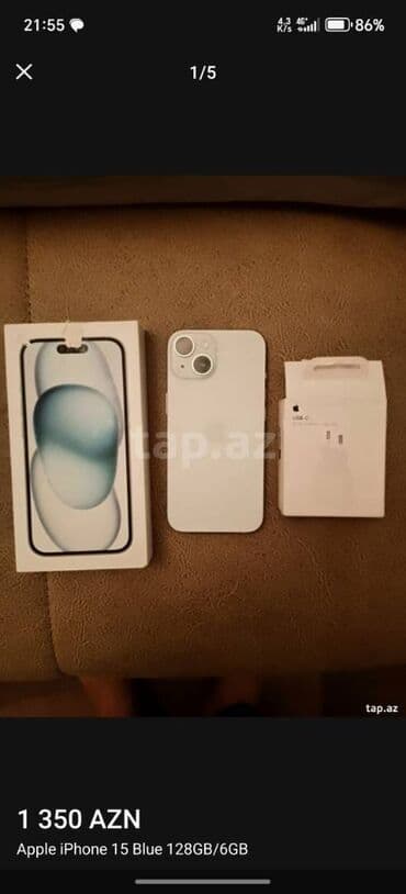 IPhone 15, 128 GB, Blue Titanium lalafo.az -da IPhone 15, 128 GB, Blue Titanium