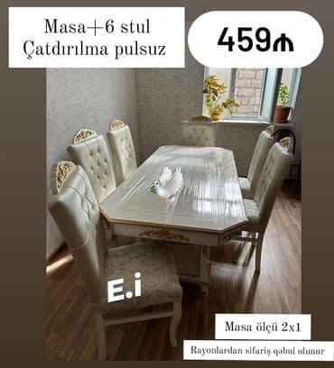 Qonaq otağı üçün, Yeni, Açılmayan, Dördbucaq masa, 6 stul lalafo.az -da Qonaq otağı üçün, Yeni, Açılmayan, Dördbucaq masa, 6 stul