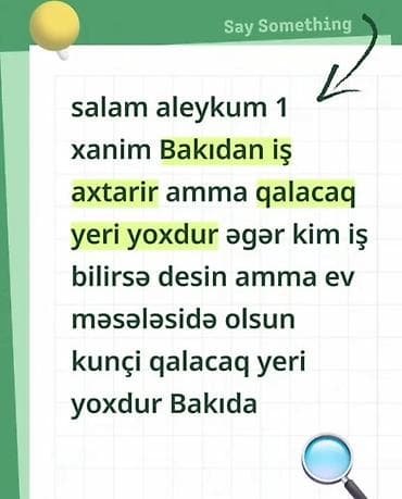 Bakıda iş axtaran xanım barədə elan. Xüsusiyyətlər: - İş yeri: Bakı - lalafo.az -da Bakıda iş axtaran xanım barədə elan. Xüsusiyyətlər: - İş yeri: Bakı -