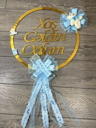 Праздничные украшения: Məhsul: “Xoş Gəldin Oğlum” dekor halqası - Material: parlaq qızılı at lalafo.az — 1 Праздничные украшения: Məhsul: “Xoş Gəldin Oğlum” dekor halqası - Material: parlaq qızılı — 1