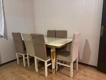 Для кухни, Б/у, Нераскладной, Прямоугольный стол, 6 стульев at lalafo.az Для кухни, Б/у, Нераскладной, Прямоугольный стол, 6 стульев