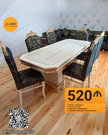 Qonaq otağı üçün, Açılmayan, Dördbucaq masa, 6 stul lalafo.az -da Qonaq otağı üçün, Açılmayan, Dördbucaq masa, 6 stul