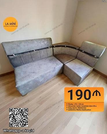 Künc divan, Mətbəx üçün, Parça, Açılan lalafo.az -da Künc divan, Mətbəx üçün, Parça, Açılan