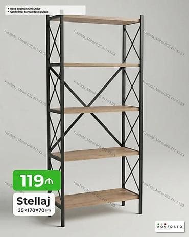 Sənaye üslubunda metal karkaslı stellaj. - Ölçülər: 35 × 170 × 70 sm lalafo.az -da Sənaye üslubunda metal karkaslı stellaj. - Ölçülər: 35 × 170 × 70 sm