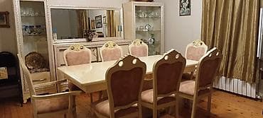 Для гостиной, Б/у, Прямоугольный стол, 8 стульев at lalafo.az Для гостиной, Б/у, Прямоугольный стол, 8 стульев