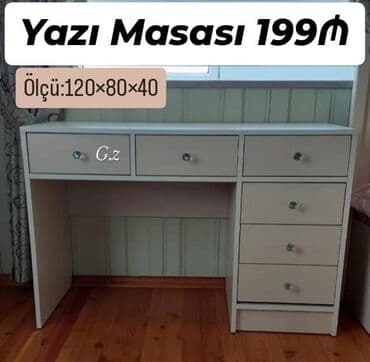Пуфики на заказ: Yazı masası – 199₼ Ölçü: 120×80×40 sm - Klassik açıq rəngdə masa - at lalafo.az — 1 Пуфики на заказ: Yazı masası – 199₼ Ölçü: 120×80×40 sm - Klassik açıq rəngdə masa - — 1