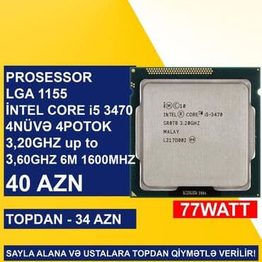 Prosessor Intel Core i5 Prosessor “LGA 1155 (3cü nəsil) İntel Core i5 3470”, 3-4 GHz, 4 nüvə, İşlənmiş lalafo.az -da Prosessor Intel Core i5 Prosessor “LGA 1155 (3cü nəsil) İntel Core i5 3470”, 3-4 GHz, 4 nüvə, İşlənmiş