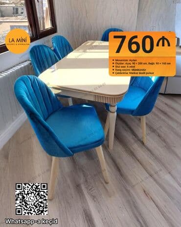 Mətbəx üçün, Açılan, Dördbucaq masa, 6 stul lalafo.az -da Mətbəx üçün, Açılan, Dördbucaq masa, 6 stul