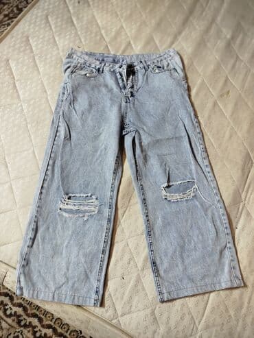 Açıq boz rəngli denim şalvar - Kəsim: düz/relaks, enli balaq - lalafo.az -da Açıq boz rəngli denim şalvar - Kəsim: düz/relaks, enli balaq -