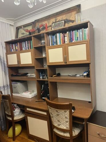 Офисные шкафы: İki iş yeri üçün nəzərdə tutulmuş böyük kompüter/iş stolu və kitab at lalafo.az — 2 Офисные шкафы: İki iş yeri üçün nəzərdə tutulmuş böyük kompüter/iş stolu və kitab — 2