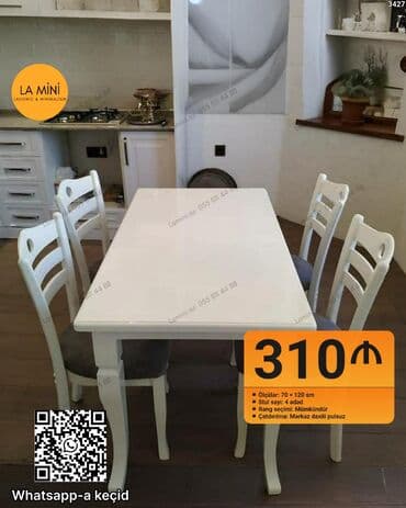 Mətbəx üçün, Açılmayan, Dördbucaq masa, 4 stul lalafo.az -da Mətbəx üçün, Açılmayan, Dördbucaq masa, 4 stul