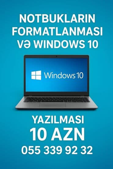 Xidmət: Noutbukların formatlanması və Windows 10 yazılması - Windows lalafo.az -da Xidmət: Noutbukların formatlanması və Windows 10 yazılması - Windows