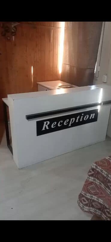 Resepsiyon masası və işçi bölməsi - Rəng: ağ, ön paneldə “Reception” lalafo.az -da Resepsiyon masası və işçi bölməsi - Rəng: ağ, ön paneldə “Reception”