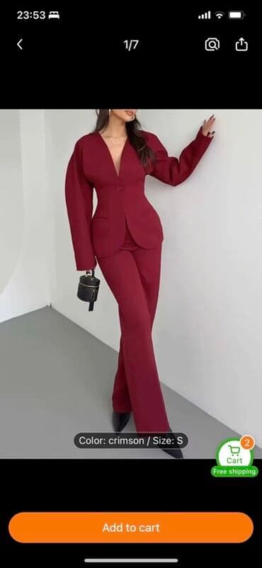 Qadınlar üçün iki hissəli kostyum – cəsur “crimson” rəngində (şəkildə lalafo.az -da Qadınlar üçün iki hissəli kostyum – cəsur “crimson” rəngində (şəkildə
