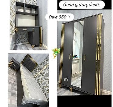 Gənc yataq dəsti Tərkibi: - Üçqapılı şkaf – orta qapıda güzgü, qızılı lalafo.az -da Gənc yataq dəsti Tərkibi: - Üçqapılı şkaf – orta qapıda güzgü, qızılı
