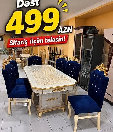 Klassik dizaynlı yemək otağı dəsti - Komplekt: 1 ədəd süfrə masası + lalafo.az -da Klassik dizaynlı yemək otağı dəsti - Komplekt: 1 ədəd süfrə masası +