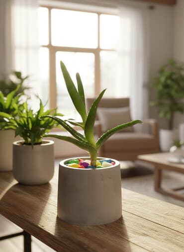 Beton saksıda mini sukulent kompozisiyası - Material: hamar səthli lalafo.az -da Beton saksıda mini sukulent kompozisiyası - Material: hamar səthli