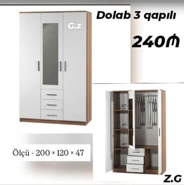 Açılan, 3 qapılı Düz dolab, Qarderob, paltar dolabı lalafo.az -da Açılan, 3 qapılı Düz dolab, Qarderob, paltar dolabı