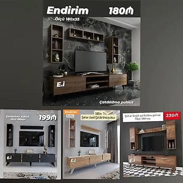 TV stend və divar rəfləri dəsti - Müxtəlif modellər: qəhvəyi taxta lalafo.az -da TV stend və divar rəfləri dəsti - Müxtəlif modellər: qəhvəyi taxta