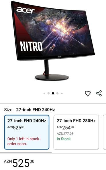 🖥Monitor-Acer XZ270xbiipx. 27'Curved (əyrilikli) ekran Full lalafo.az -da 🖥Monitor-Acer XZ270xbiipx. 27'Curved (əyrilikli) ekran Full