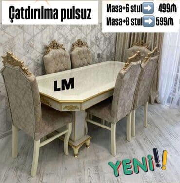 Qonaq otağı üçün, Açılmayan, Dördbucaq masa, 6 stul lalafo.az -da Qonaq otağı üçün, Açılmayan, Dördbucaq masa, 6 stul