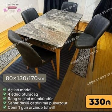 Mətbəx üçün, Yeni, Açılan, Dördbucaq masa, 4 stul lalafo.az -da Mətbəx üçün, Yeni, Açılan, Dördbucaq masa, 4 stul