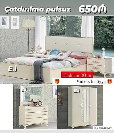 Yataq dəsti – krem rəngdə klassik dizayn Komplekt: - Yataq çərçivəsi lalafo.az -da Yataq dəsti – krem rəngdə klassik dizayn Komplekt: - Yataq çərçivəsi