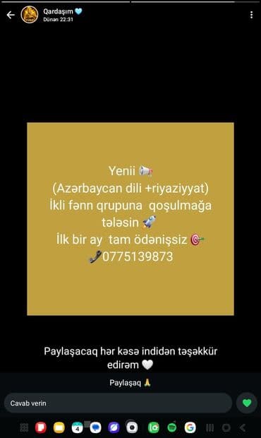 Repetitor, Riyaziyyat, Azərbaycan dili, İmtahanlara hazırlıq, Abituriyent hazırlığı lalafo.az -da Repetitor, Riyaziyyat, Azərbaycan dili, İmtahanlara hazırlıq, Abituriyent hazırlığı