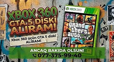 Gta 5 Diski alıram Ancaq Xbox 360 üçün. Wp aktiv ✅ lalafo.az -da Gta 5 Diski alıram Ancaq Xbox 360 üçün. Wp aktiv ✅