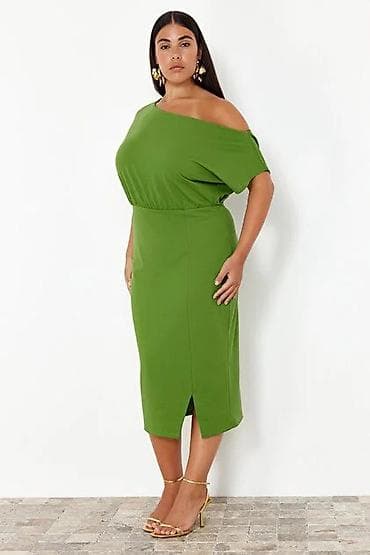 Məhsul: Yaşıl rəngli, tək çiyin kəsimli midi don (plus size) - Stil at lalafo.az Məhsul: Yaşıl rəngli, tək çiyin kəsimli midi don (plus size) - Stil