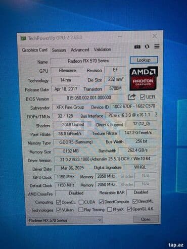 Salam.Rx 570 xfx 8gb modeli heç bir problemi yoxdu İsinmə falan yoxdu lalafo.az -da Salam.Rx 570 xfx 8gb modeli heç bir problemi yoxdu İsinmə falan yoxdu