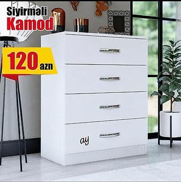 Sıyırmalı kamod – 4 çekmecəli, ağ rəngli, minimal dizayn. Metal lalafo.az -da Sıyırmalı kamod – 4 çekmecəli, ağ rəngli, minimal dizayn. Metal
