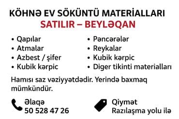 Köhnə ev söküntüsündən çıxan tikinti materialları – Beyləqan Mövcud lalafo.az -da Köhnə ev söküntüsündən çıxan tikinti materialları – Beyləqan Mövcud