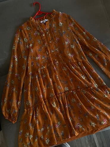 Qadın paltarı – bozumtul narıncı (tünd tunk) rəngdə, xırda çiçək lalafo.az -da Qadın paltarı – bozumtul narıncı (tünd tunk) rəngdə, xırda çiçək