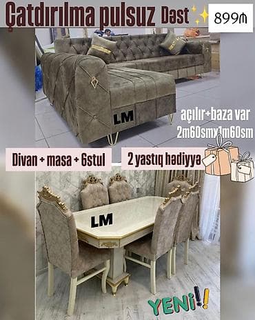 *👑Divan+ Masa dəsti👑* Sifarişlə hazırlanır. Dəst şəkildə : *899₼* lalafo.az -da *👑Divan+ Masa dəsti👑* Sifarişlə hazırlanır. Dəst şəkildə : *899₼*