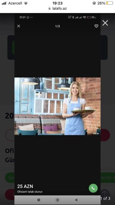 Ofisiant tələb olunur, Restoran, Gündəlik ödəniş, İstənilən yaş, 1-2 illik təcrübə lalafo.az -da Ofisiant tələb olunur, Restoran, Gündəlik ödəniş, İstənilən yaş, 1-2 illik təcrübə