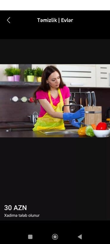 Xadimə tələb olunur, Aylıq ödəniş, 30-45 yaş, 1 ildən az təcrübə lalafo.az -da Xadimə tələb olunur, Aylıq ödəniş, 30-45 yaş, 1 ildən az təcrübə