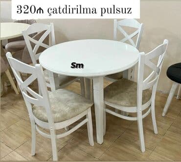 Mətbəx üçün, Açılmayan, Yumru masa, 4 stul lalafo.az -da Mətbəx üçün, Açılmayan, Yumru masa, 4 stul