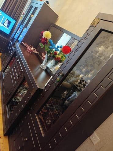 Qonaq otağı üçün dəst – tünd qəhvəyi rəngdə MDF/LDSP mebel komplekti lalafo.az -da Qonaq otağı üçün dəst – tünd qəhvəyi rəngdə MDF/LDSP mebel komplekti